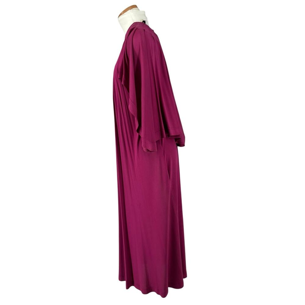 Vintage Jean Muir Original England Maxi Batwing Cape Dress Womens 12 Magenta - Picture 5 of 16